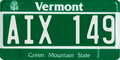 VT license plate AIX149