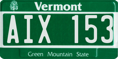 VT license plate AIX153
