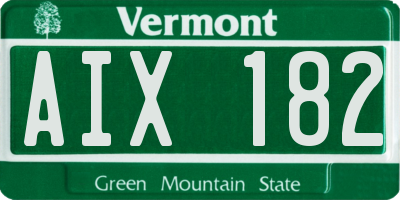 VT license plate AIX182