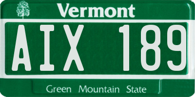 VT license plate AIX189