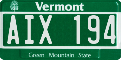 VT license plate AIX194