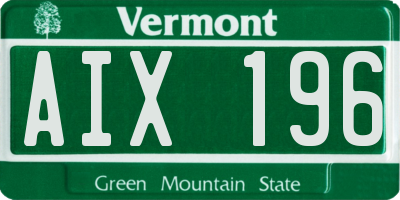 VT license plate AIX196