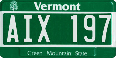 VT license plate AIX197