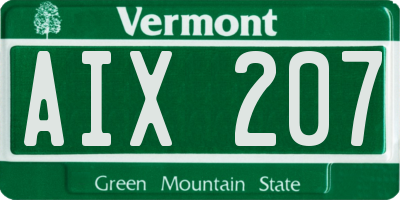 VT license plate AIX207