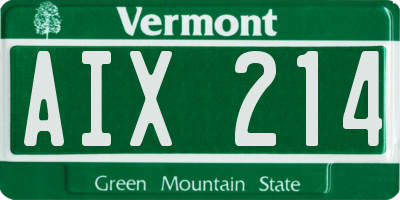 VT license plate AIX214