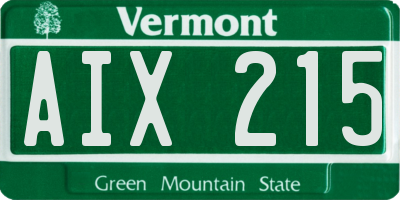VT license plate AIX215