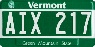 VT license plate AIX217