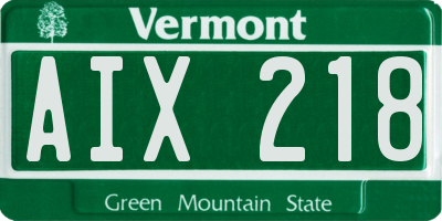 VT license plate AIX218