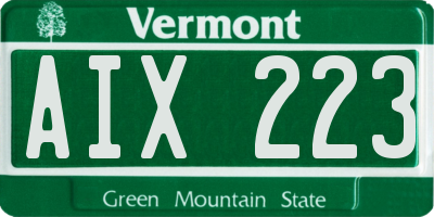 VT license plate AIX223