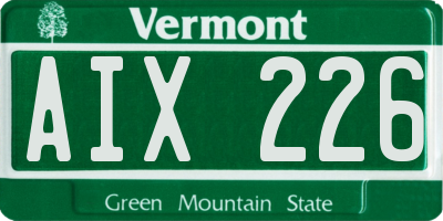 VT license plate AIX226