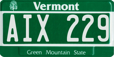 VT license plate AIX229