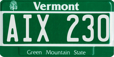 VT license plate AIX230