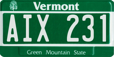 VT license plate AIX231