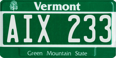 VT license plate AIX233