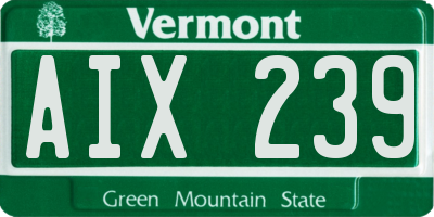 VT license plate AIX239