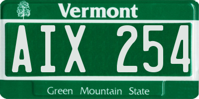 VT license plate AIX254