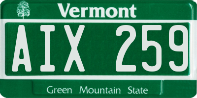 VT license plate AIX259