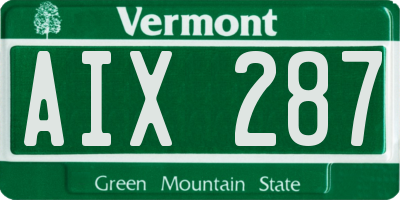 VT license plate AIX287