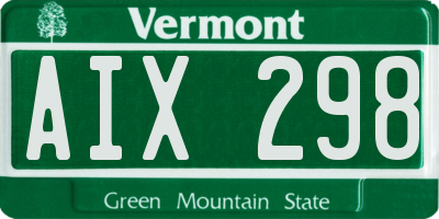 VT license plate AIX298