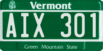 VT license plate AIX301
