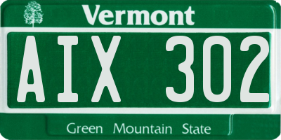 VT license plate AIX302