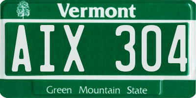 VT license plate AIX304
