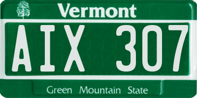 VT license plate AIX307
