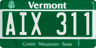 VT license plate AIX311