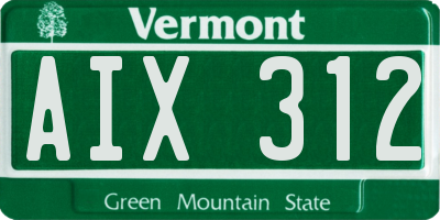VT license plate AIX312