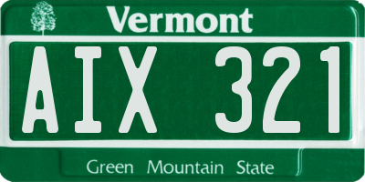 VT license plate AIX321
