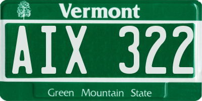 VT license plate AIX322