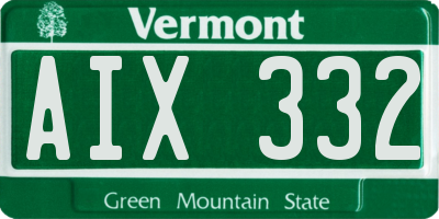 VT license plate AIX332