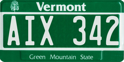 VT license plate AIX342