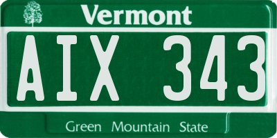 VT license plate AIX343