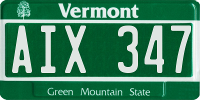 VT license plate AIX347
