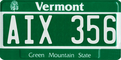 VT license plate AIX356