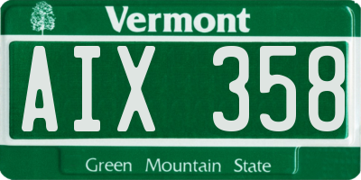 VT license plate AIX358