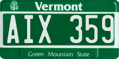VT license plate AIX359