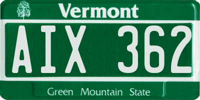 VT license plate AIX362