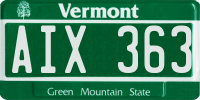 VT license plate AIX363