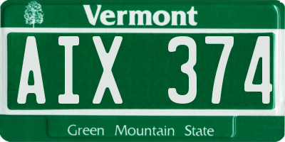 VT license plate AIX374