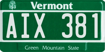 VT license plate AIX381