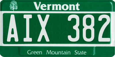 VT license plate AIX382