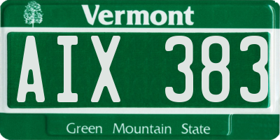 VT license plate AIX383