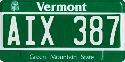 VT license plate AIX387