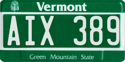 VT license plate AIX389