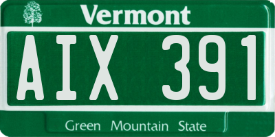 VT license plate AIX391