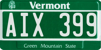 VT license plate AIX399