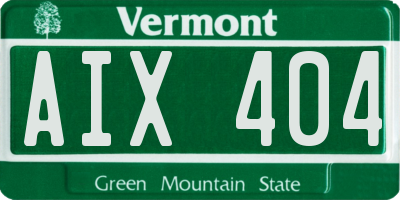 VT license plate AIX404
