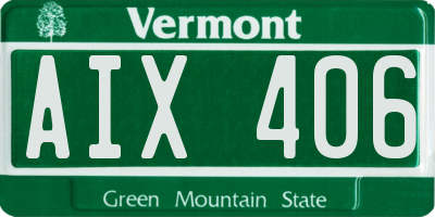 VT license plate AIX406